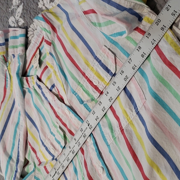 St. John's Bay 100% Cotton Women's Long Sleeve Buttoned Striped Shirt, Size Med - Picture 14 of 17